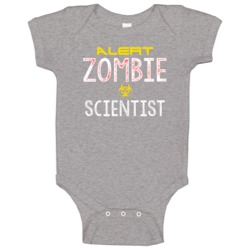 Alert Zombie Scientist Warning Scary Halloween Job Baby One Piece