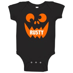 Rusty Scary Pumpkin Face Cool Halloween Baby One Piece Rusty Scary Pumpkin Face Cool Halloween Baby One Piece