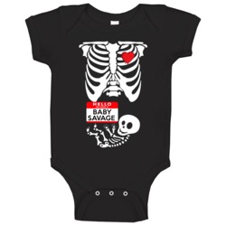 Baby Savage Cute Halloween Custom Nametag Skeleton Maternity Baby One Baby Savage Cute Halloween Custom Nametag Skeleton Maternity Baby One