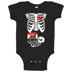 Baby Jade Cute Halloween Custom Nametag Skeleton Maternity Baby One Pi Baby Jade Cute Halloween Custom Nametag Skeleton Maternity Baby One Pi