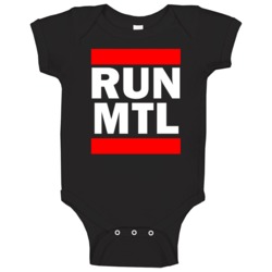 Run Mtl Montreal Funny Graphic Patriotic Parody Black Baby One Piece Run Mtl Montreal Funny Graphic Patriotic Parody Black Baby One Piece