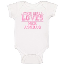 This Girl Loves Her Assbag Thumbs Offensive Funny Baby One Piece This Girl Loves Her Assbag Thumbs Offensive Funny Baby One Piece