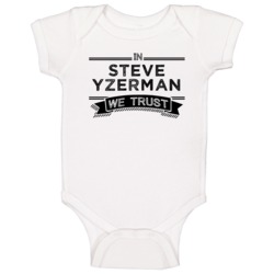 In Steve Yzerman We Trust Detroit Hockey Player Fan Baby One Piece In Steve Yzerman We Trust Detroit Hockey Player Fan Baby One Piece