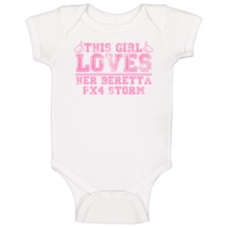 This Girl Loves Her Beretta Px4 Storm Gun Baby One Piece This Girl Loves Her Beretta Px4 Storm Gun Baby One Piece