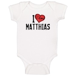 Matthias Love Heart Cool Trending Custom Name Valentines Gift Baby One Matthias Love Heart Cool Trending Custom Name Valentines Gift Baby One