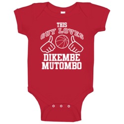 Dikembe Mutombo This Guy Loves Heart Atlanta Basketball Baby One Piece Dikembe Mutombo This Guy Loves Heart Atlanta Basketball Baby One Piece