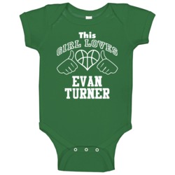 Evan Turner This Girl Loves Heart Boston Basketball Baby One Piece Evan Turner This Girl Loves Heart Boston Basketball Baby One Piece