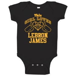Lebron James This Girl Loves Heart Cleveland Basketball Baby One Piece