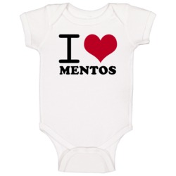 I Love Mentos Classic Heart Food Lover Baby One Piece I Love Mentos Classic Heart Food Lover Baby One Piece