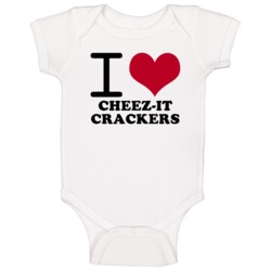 I Love Cheez-it Crackers Classic Heart Food Lover Baby One Piece I Love Cheez-it Crackers Classic Heart Food Lover Baby One Piece