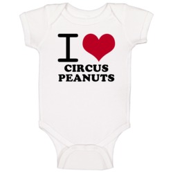 I Love Circus Peanuts Classic Heart Food Lover Baby One Piece I Love Circus Peanuts Classic Heart Food Lover Baby One Piece