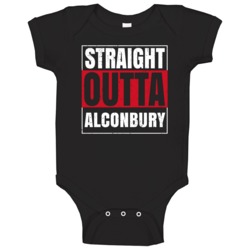 Straight Outta Alconbury England City Grunge Parody Baby One Piece