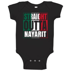 Straight Outta Nayarit Mexican City Mexico Grunge Parody Baby One Piec Straight Outta Nayarit Mexican City Mexico Grunge Parody Baby One Piec