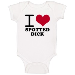 I Love Spotted Dick Classic Heart Food Lover Baby One Piece I Love Spotted Dick Classic Heart Food Lover Baby One Piece