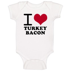 I Love Turkey Bacon Classic Heart Food Lover Baby One Piece I Love Turkey Bacon Classic Heart Food Lover Baby One Piece