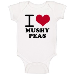 I Love Mushy Peas Classic Heart Food Lover Baby One Piece I Love Mushy Peas Classic Heart Food Lover Baby One Piece