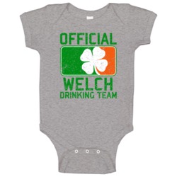 Welch Official Drinking Team Irish Family Custom St Patricks Day Baby 
