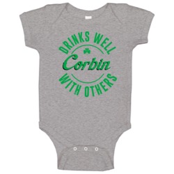 Corbin Drinks Well With Others Beer Funny St Patricks Day Pub Party Ba