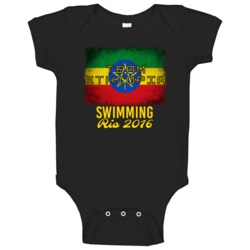 Ethiopia Swimming Rio 2016 Olympic Team Flag Baby One Piece