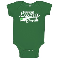 Michelle Lucky Charm Irish St Patricks Day Shamrock Custom Name Baby O