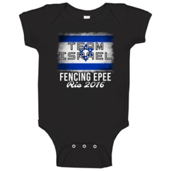 Israel Fencing Epee Rio 2016 Olympic Team Flag Baby One Piece Israel Fencing Epee Rio 2016 Olympic Team Flag Baby One Piece
