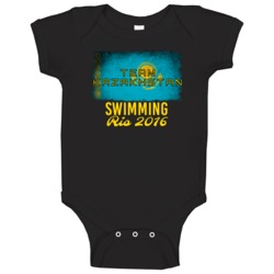 Kazakhstan Swimming Rio 2016 Olympic Team Flag Baby One Piece Kazakhstan Swimming Rio 2016 Olympic Team Flag Baby One Piece