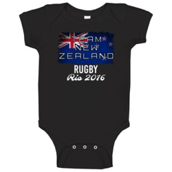 New Zealand Rugby Rio 2016 Olympic Team Flag Baby One Piece New Zealand Rugby Rio 2016 Olympic Team Flag Baby One Piece