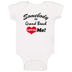 Grand Beach Michigan Somebody Loves Me Baby One Piece Grand Beach Michigan Somebody Loves Me Baby One Piece
