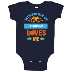 Algonac Michigan Somebody Loves Me Heart Baby One Piece Algonac Michigan Somebody Loves Me Heart Baby One Piece