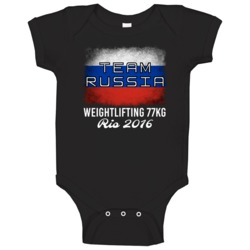Russia Weightlifting 77kg Rio 2016 Olympic Team Flag Baby One Piece Russia Weightlifting 77kg Rio 2016 Olympic Team Flag Baby One Piece
