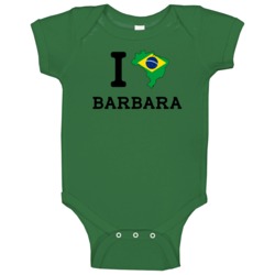 I Love Barbara Brazil Football Olympics Baby One Piece I Love Barbara Brazil Football Olympics Baby One Piece
