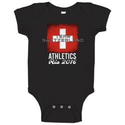 Switzerland Athletics Rio 2016 Olympic Team Flag Baby One Piece Switzerland Athletics Rio 2016 Olympic Team Flag Baby One Piece
