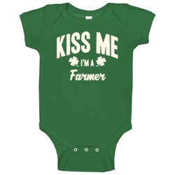 Kiss Me I'm A Farmer St Patricks Day Last Name Baby One Piece Kiss Me I'm A Farmer St Patricks Day Last Name Baby One Piece