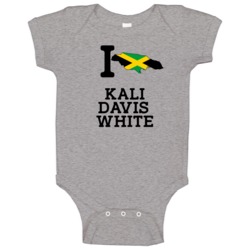 I Love Kali Davis White Jamaica Track 200 M Olympics Baby One Piece I Love Kali Davis White Jamaica Track 200 M Olympics Baby One Piece