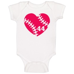 Baseball Heart Love Number 44 Cool Sport Baby One Piece Baseball Heart Love Number 44 Cool Sport Baby One Piece