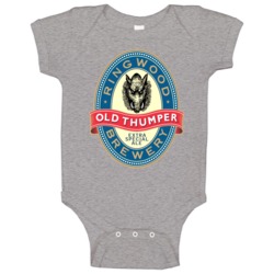 Ringwood Brewery Old Thumper Extra Special Ale Beer Logo Baby One Piec Ringwood Brewery Old Thumper Extra Special Ale Beer Logo Baby One Piec