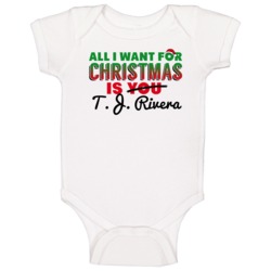 All I Want For Christmas Is Tj Rivera New York Baseball Funny Baby One