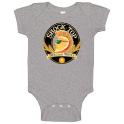 Shock Top Belgian White Cool Brewery Beer Logo Baby One Piece Shock Top Belgian White Cool Brewery Beer Logo Baby One Piece