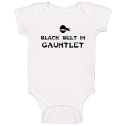 Black Belt In Gauntlet Funny Video Game Baby One Piece Black Belt In Gauntlet Funny Video Game Baby One Piece