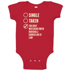 Single Taken Watching Owen Marshall Counselor At Law Baby One Piece Single Taken Watching Owen Marshall Counselor At Law Baby One Piece