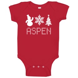 Aspen Snowman Snowflake Christmas Tree Cute Name Holiday Gift Baby One Aspen Snowman Snowflake Christmas Tree Cute Name Holiday Gift Baby One