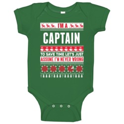 Captain Assume Never Wrong Ugly Sweater Job Christmas Baby One Piece Captain Assume Never Wrong Ugly Sweater Job Christmas Baby One Piece