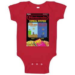 Nintendo Cereal System 80s Baby One Piece Nintendo Cereal System 80s Baby One Piece