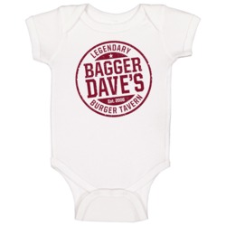 Bagger Daves Legendary Burger Tavern Restaurant Logo Baby One Piece Bagger Daves Legendary Burger Tavern Restaurant Logo Baby One Piece