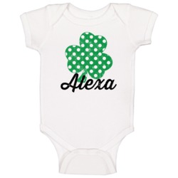 Alexa Lucky Charm Shamrock Cute Irish St Patricks Day Baby One Piece Alexa Lucky Charm Shamrock Cute Irish St Patricks Day Baby One Piece