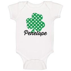 Penelope Lucky Charm Shamrock Cute Irish St Patricks Day Baby One Piec Penelope Lucky Charm Shamrock Cute Irish St Patricks Day Baby One Piec