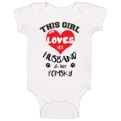 This Girl Loves Her Husband And Her Pomsky Lover Baby One Piece This Girl Loves Her Husband And Her Pomsky Lover Baby One Piece