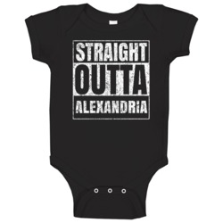 Straight Outta Alexandria City Grunge Worn Look Parody Baby One Piece