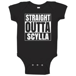 Straight Outta Scylla Planets Stars Solar System Baby One Piece