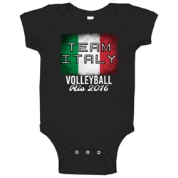 Italy Volleyball Rio 2016 Olympic Team Flag Baby One Piece Italy Volleyball Rio 2016 Olympic Team Flag Baby One Piece